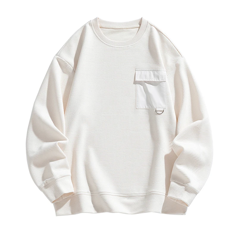 Autumn Men's Sweatshirt Solid Color Long Sleeve Super Size M-8XL Clothing Casual Pocket Design Top Fashion Unisex Sweatshirts