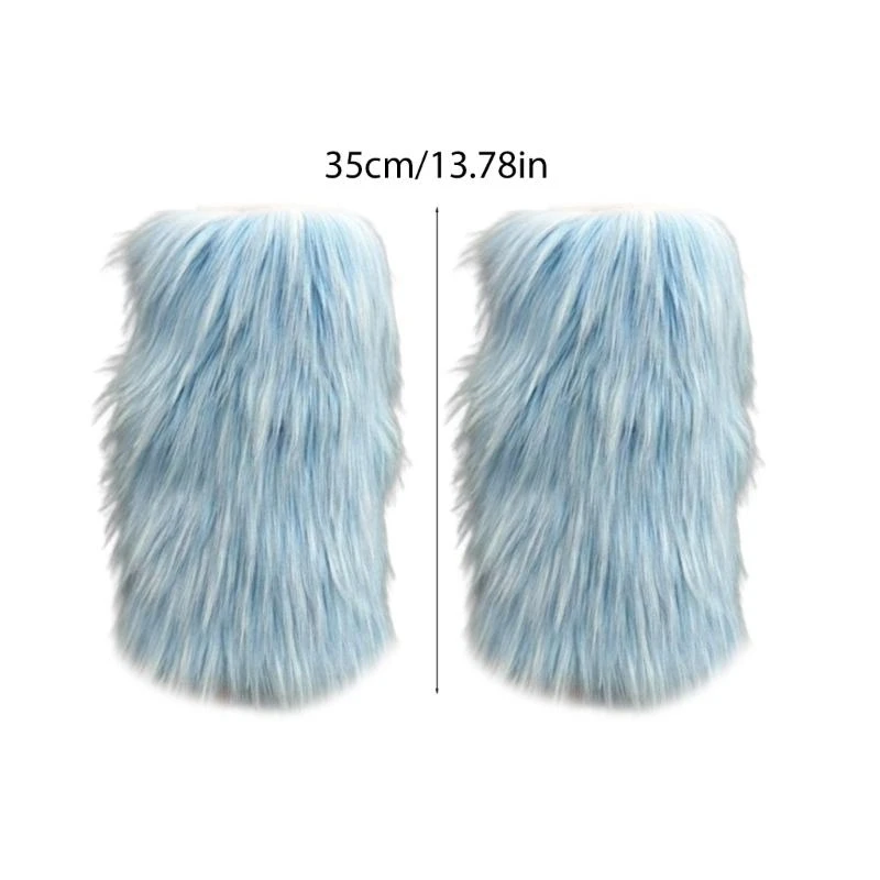 Y2K فراء صناعي لتدفئة الساق للنساء شتاء دافئ فراء للأحذية طويلة الرقبة، مريح، عيد الميلاد، الهالوين، الحفلات، زي تنكري 15UB