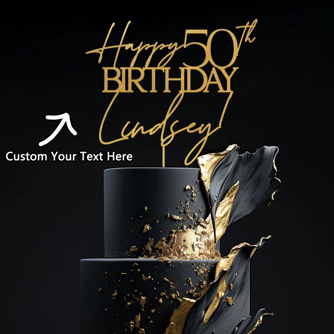 Custom Cake Accessory - 1PC Personalized PMMA Metallic Shine Premium Name & Number Laser Engraved DIY Decor for Birthdays, Event