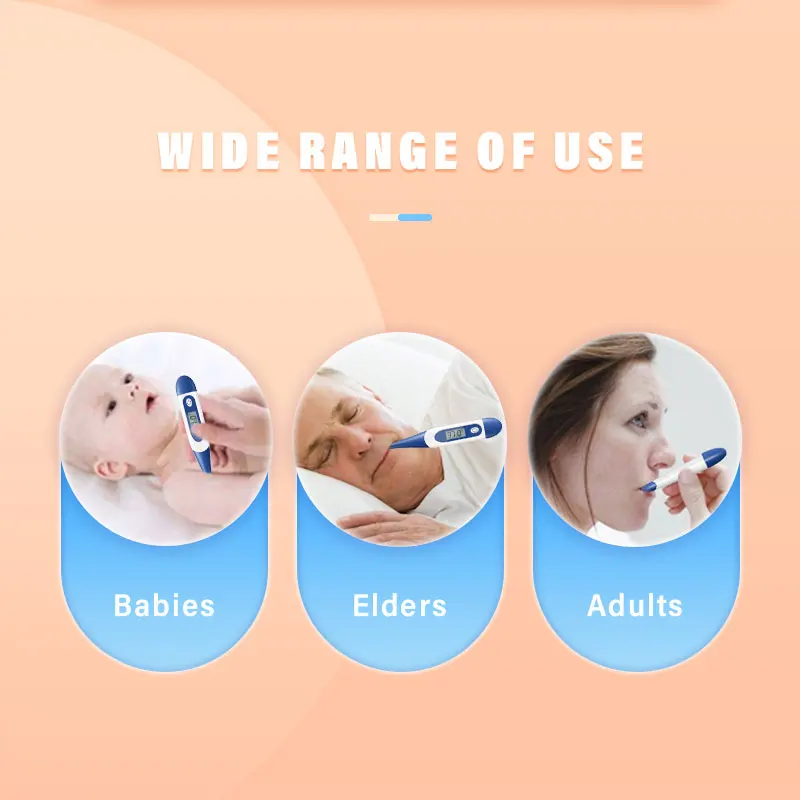 1pc Digital Clinical Oral Armpit Thermometer Flexible Tip Children Kids Adults High Fever Alarm C&F Switchable Beeper Function