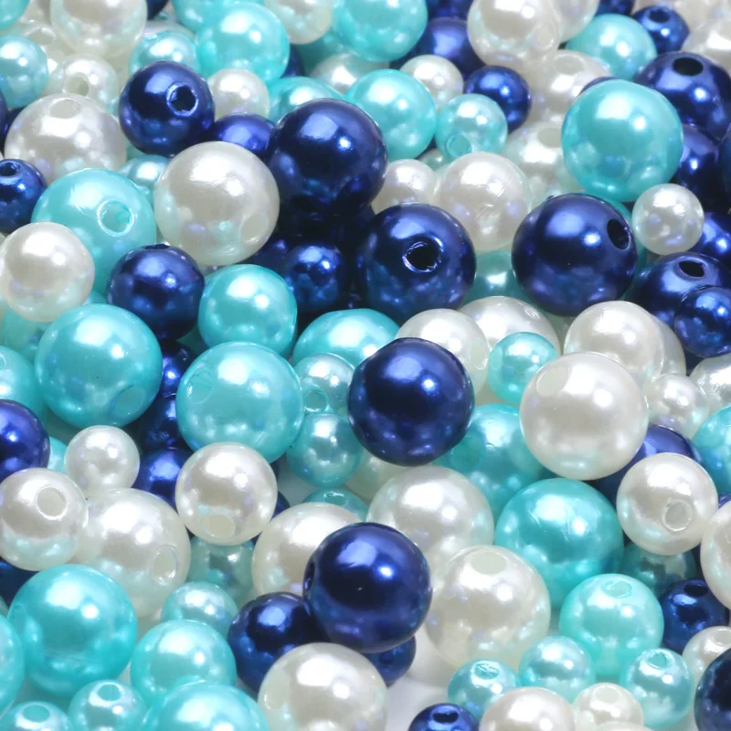 20G 6-10mm Royal Blue Color Series 6-10mm Round Acrylic Imitation Pearl Beads For DIY Handmade Jewelry Materials Bracelets Craft