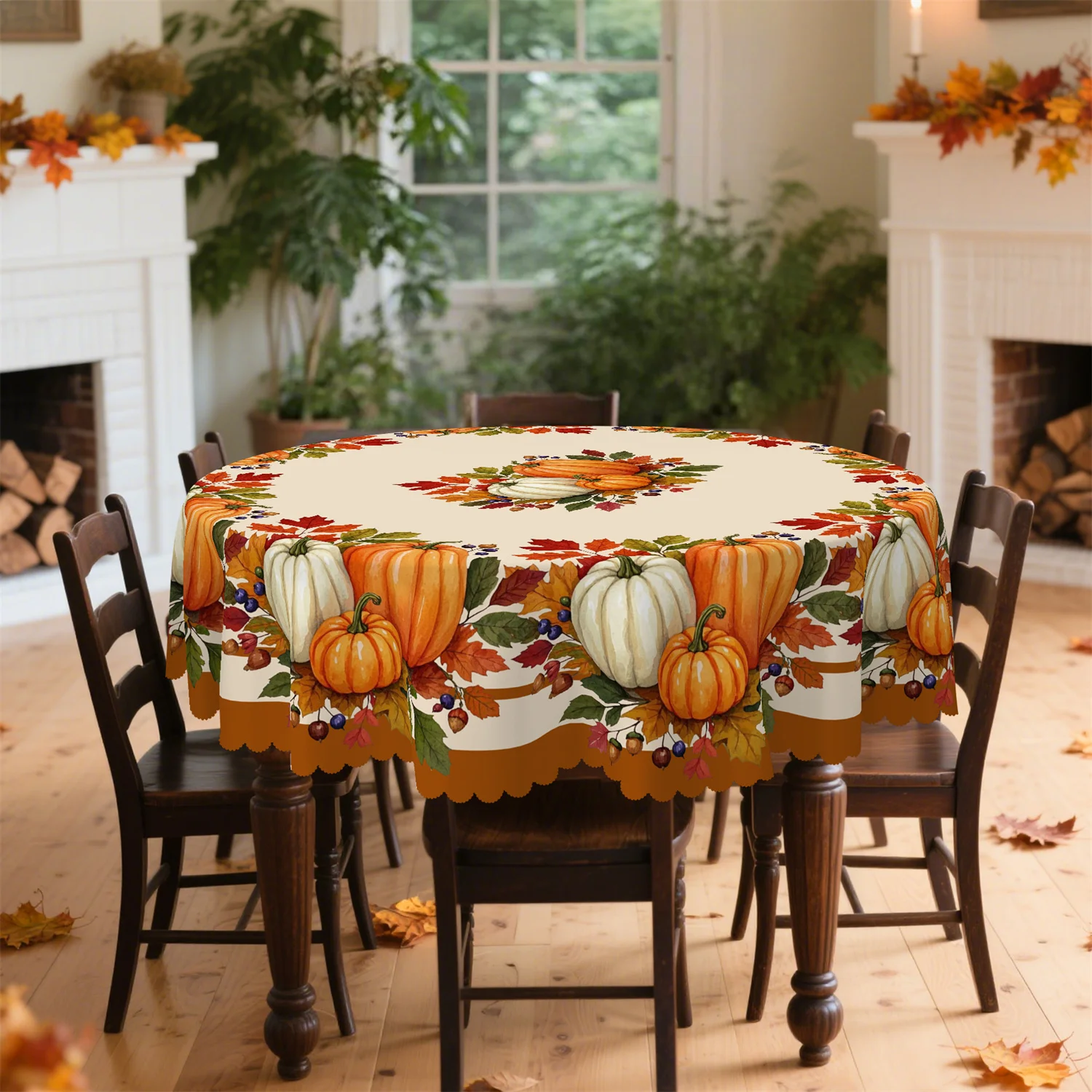 Pumpkin, maple leaf, autumn leaf, pinecone, berry autumn tablecloth, 1 pack, suitable for Thanksgivingzyc