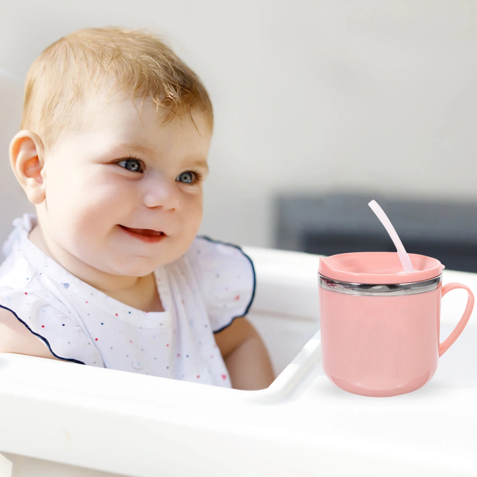 

Stainless Steel Straw Cup Children Kids Straw Cup Sippy Cups Baby Water Trainer Leak Proof Safe Newborn Toddler