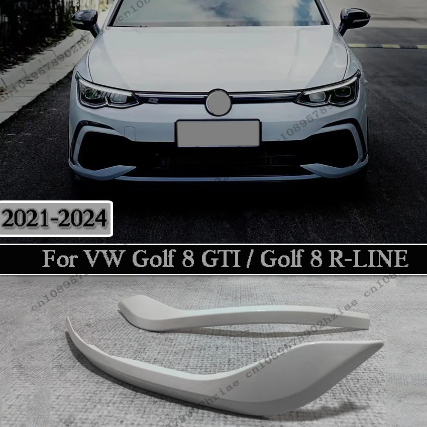 100%New Front Bumper Upgrade CS fangs Style Spoiler Knife For VW Golf MK8 8 GTI R-LINE 2021-2024 Fog Lamp Side Spoiler Body Kits