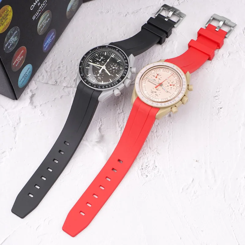 For Rolex Watchband 20mm Curved Wtach Omega Swatch Branded MoonSwatch Speedmaster Silicon Gel Rubber Strap Bracelet Oyster Band