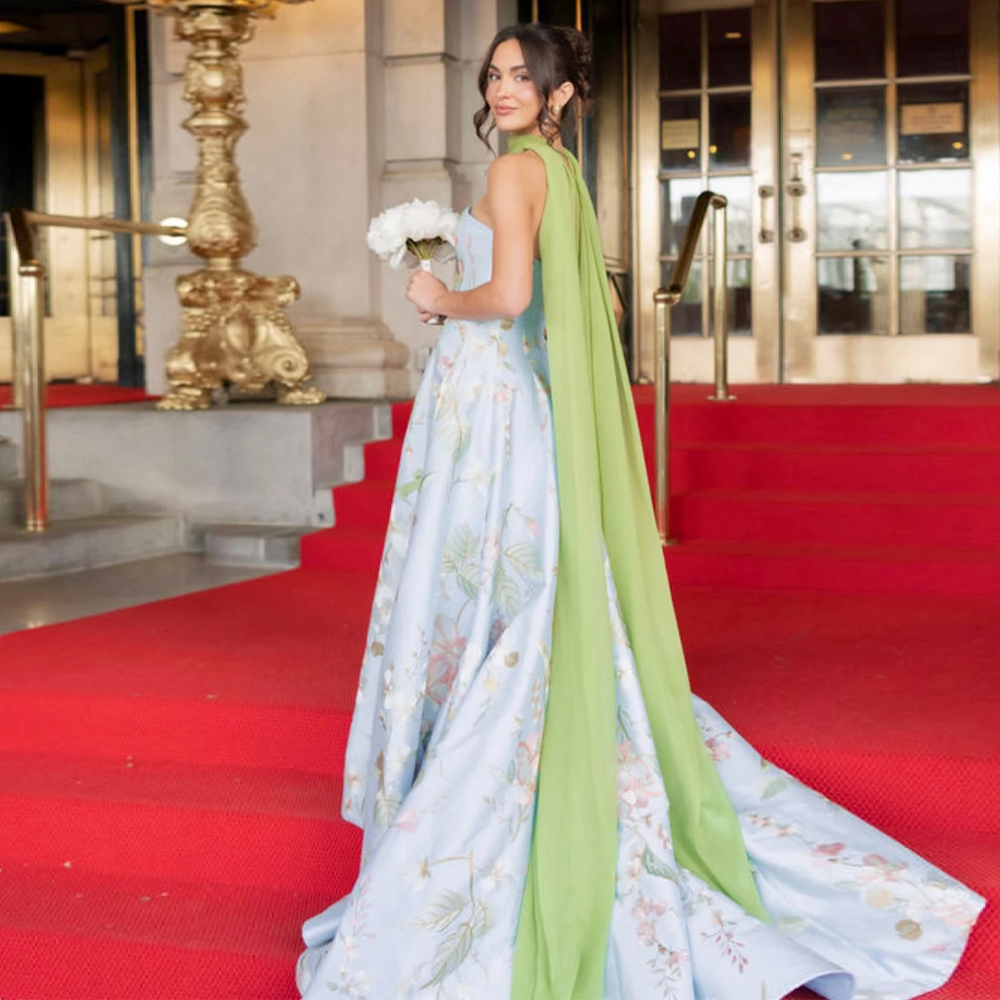 Romantic Green Chiffon Scarf Simple Long Neck Tie Detachable Evening Scarf Fashion Neck Accessories TSWD829