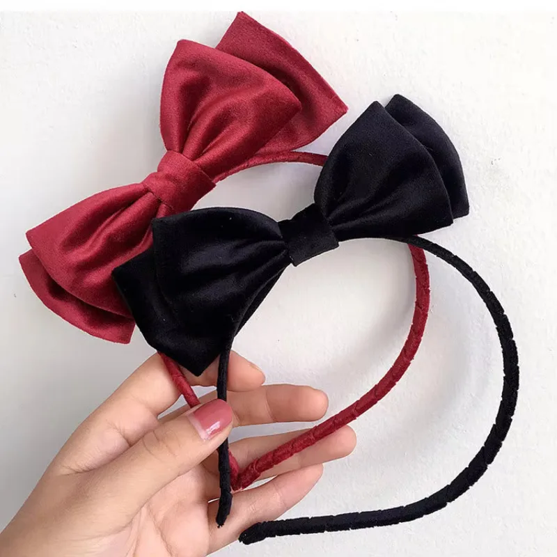 korean-new-velvet-double-layer-bow-hairpin-children's-simple-versatile-headband-student-fashion-head-buckle