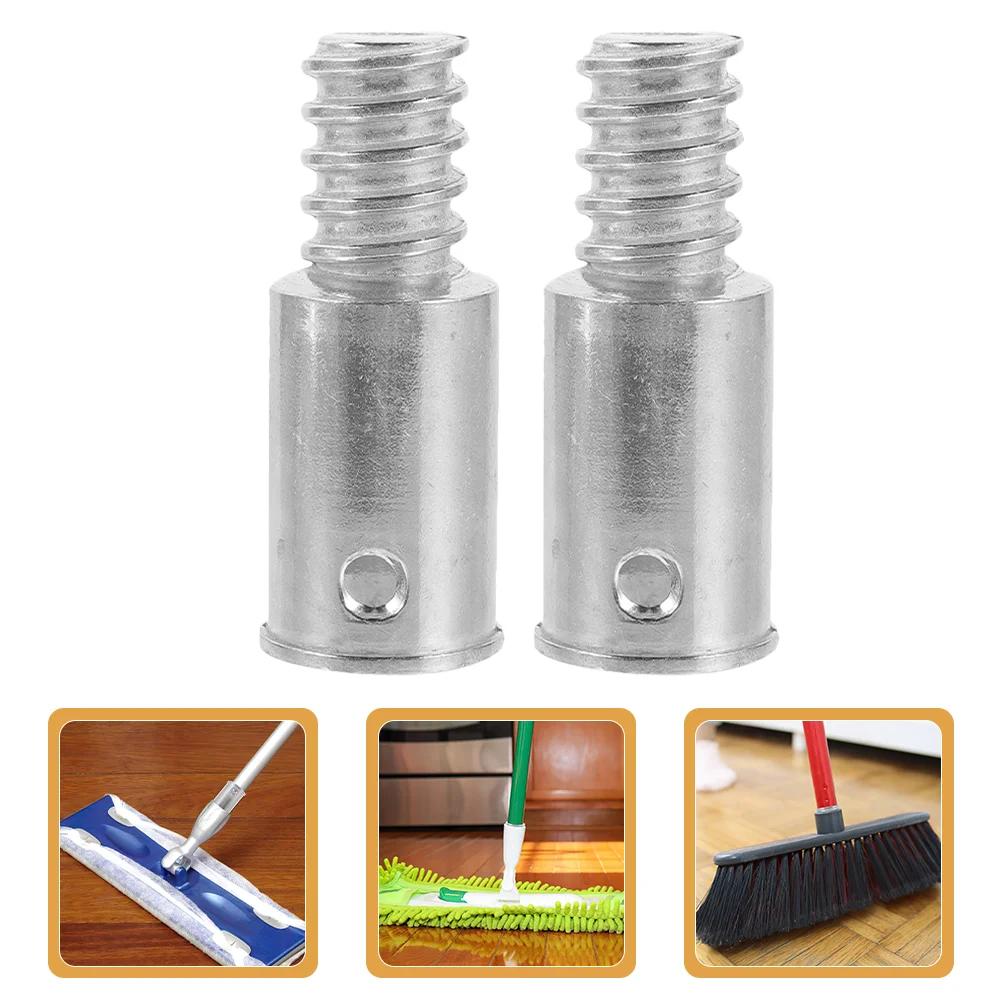 

2 Pcs Aluminum Alloy Threaded Headgear Broom Stick Pole Tip Handle Attachments Connector Parts End