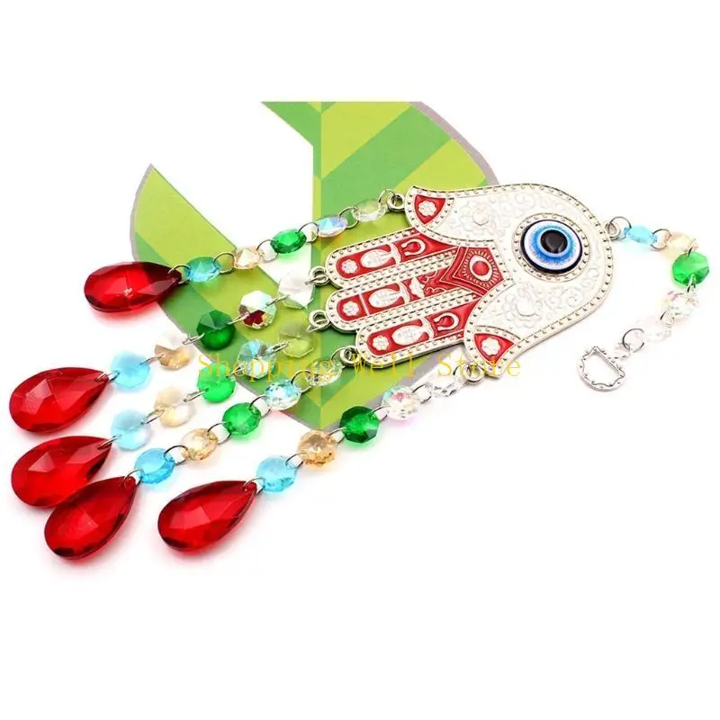 KX4B Turkey Blue Evil Pendant Hand for Palm Red Hands for Palm Shaped Water Drop Pendant for Home Office Bedroom Living Room