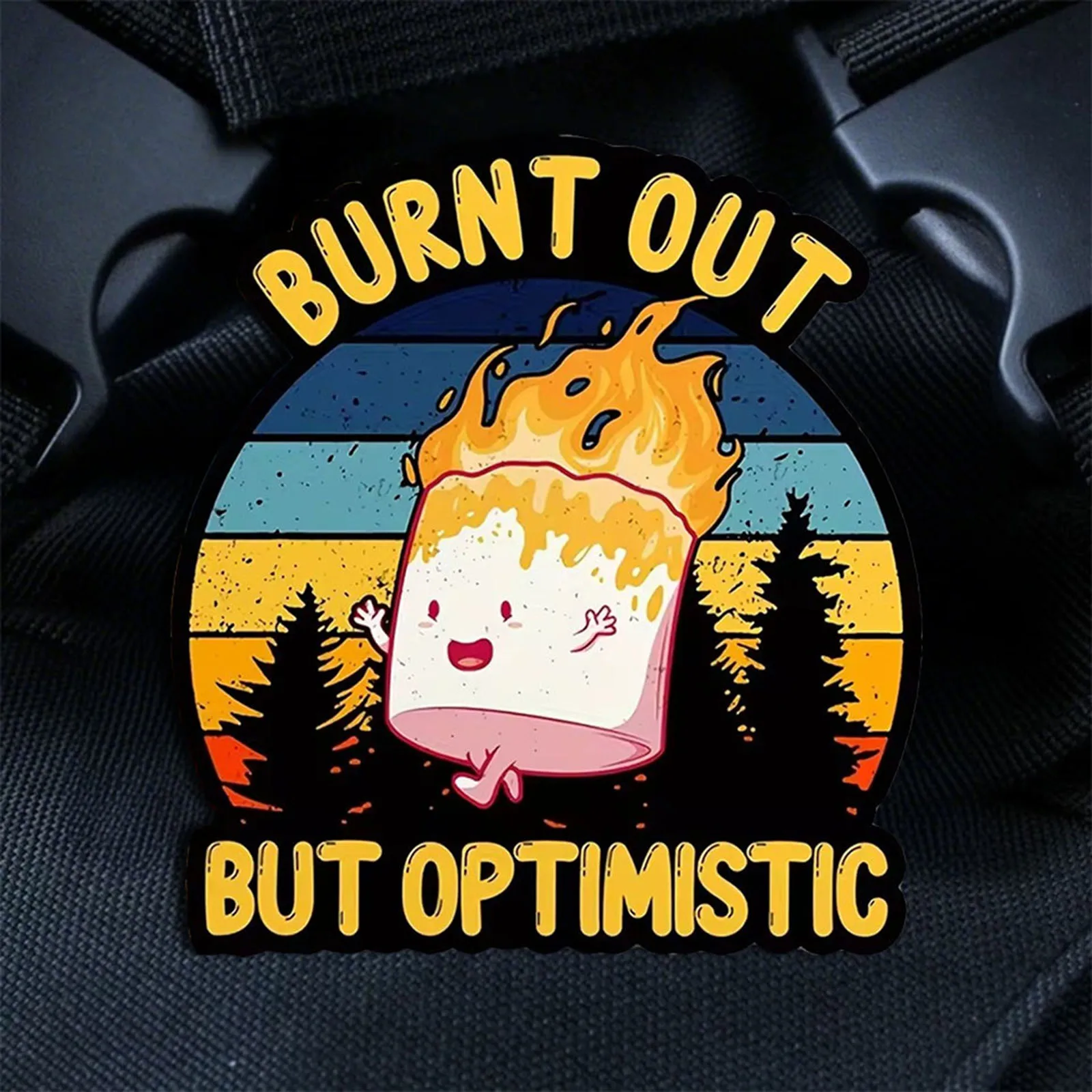 Burnt Out But Optimistic Tactical Patches Funny Hook&Loop Patch Military Army Morale Badge Armband Backpack Stickers