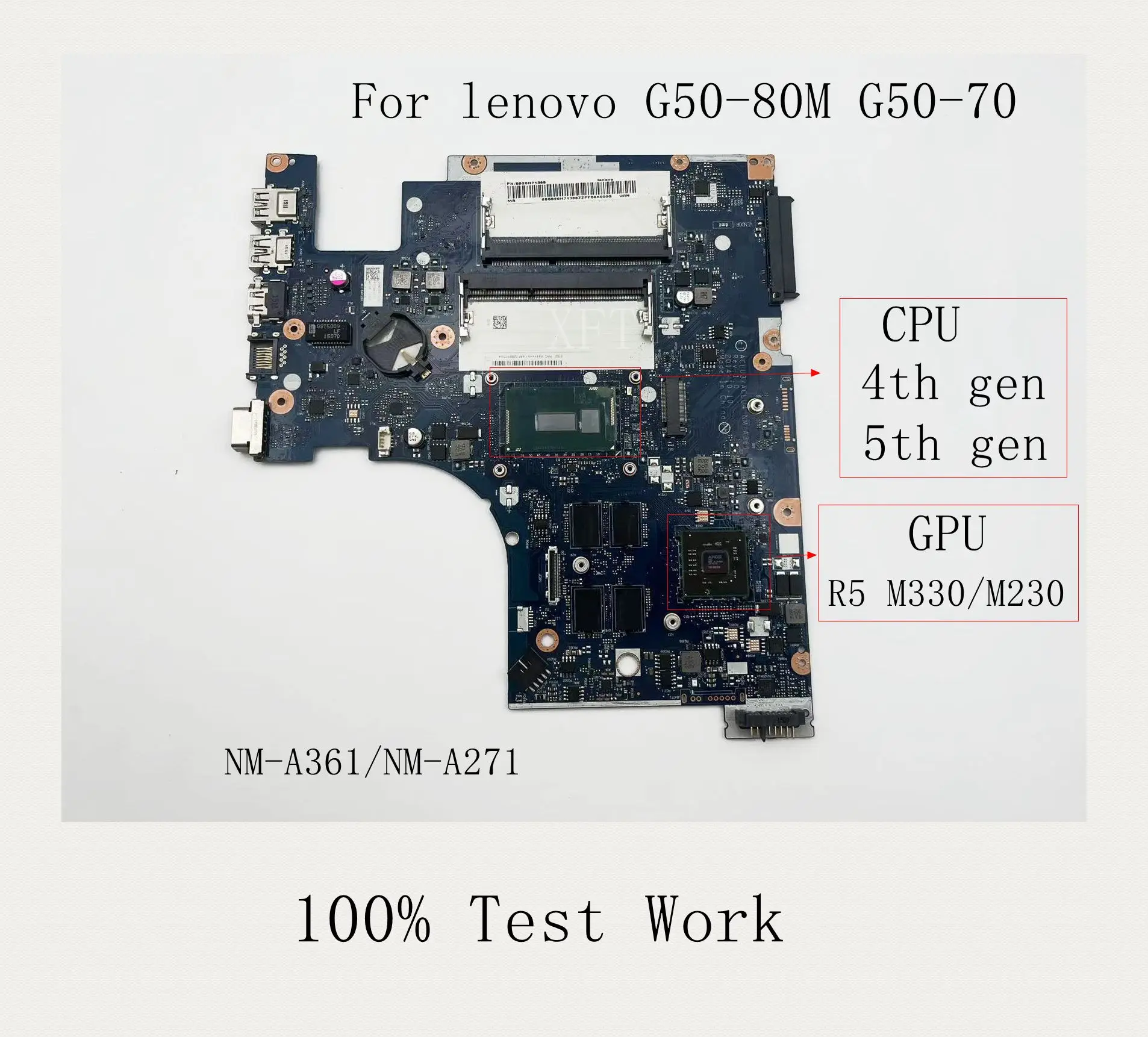 For Lenovo G50-80M G50-70 Notebook Motherboard NM-A361 NM-A271 4TH GEN 5TH GEN GPU R5 M330/M230  DDR3 100% Test Works Properly