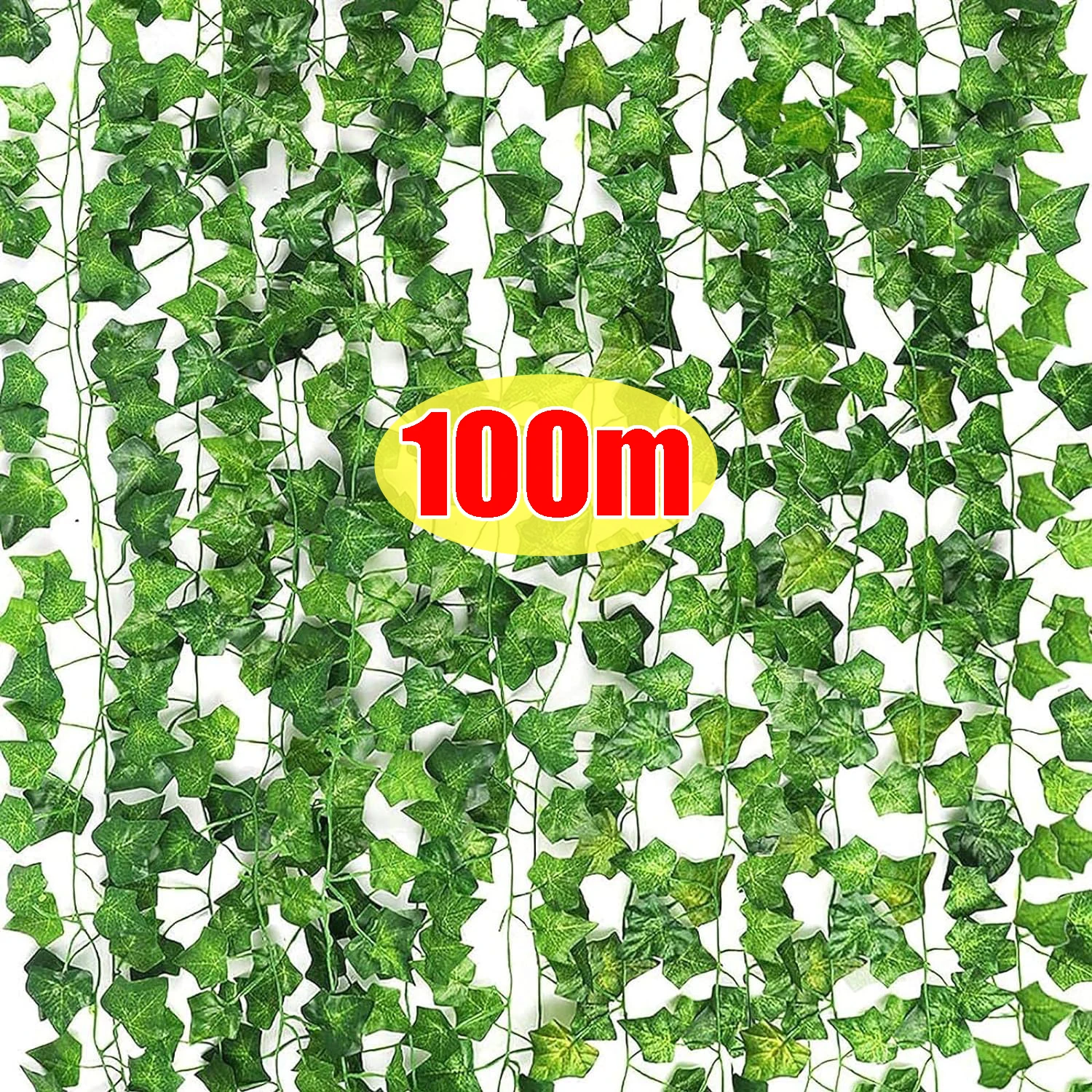 

100/2M Artificial Green Leaves Ivy Vine Garland Fake Leaf Plants Creeper Rattan Hanging Vines for Home Wedding Party Decorations