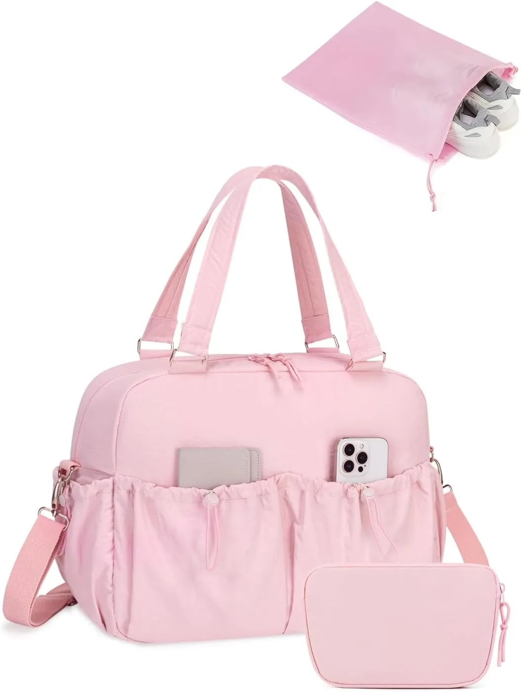 Gym Bag for Women with Wet Pocket Shoe Bag and Toiletry Pouch Shoe Bag and Toiletry Pouch Travel Duffel Weekender Overnight Bags