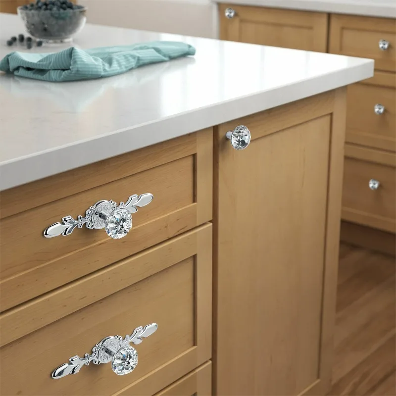 Crystal Diamond Handle European High-end Wardrobe Cabinet Door Handle Shoe Cabinet Wine Cabinet Sub Drawer Single Hole