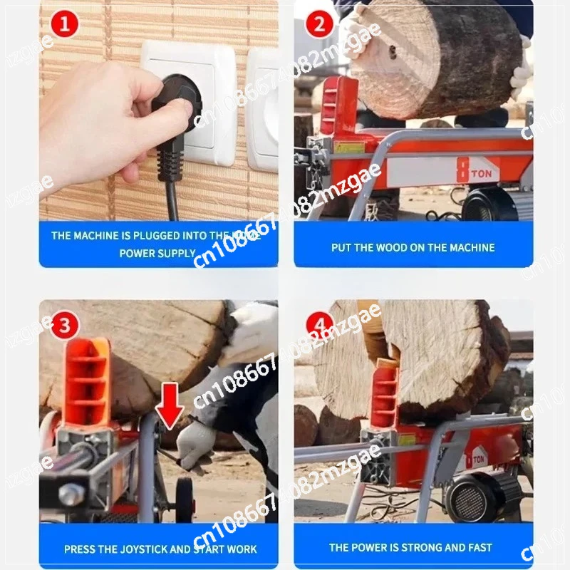 8 Ton Hydraulic Wood Splitter Electric 220V, Powerful Horizontal Firewood Splitting Machine with Ram Cylinder