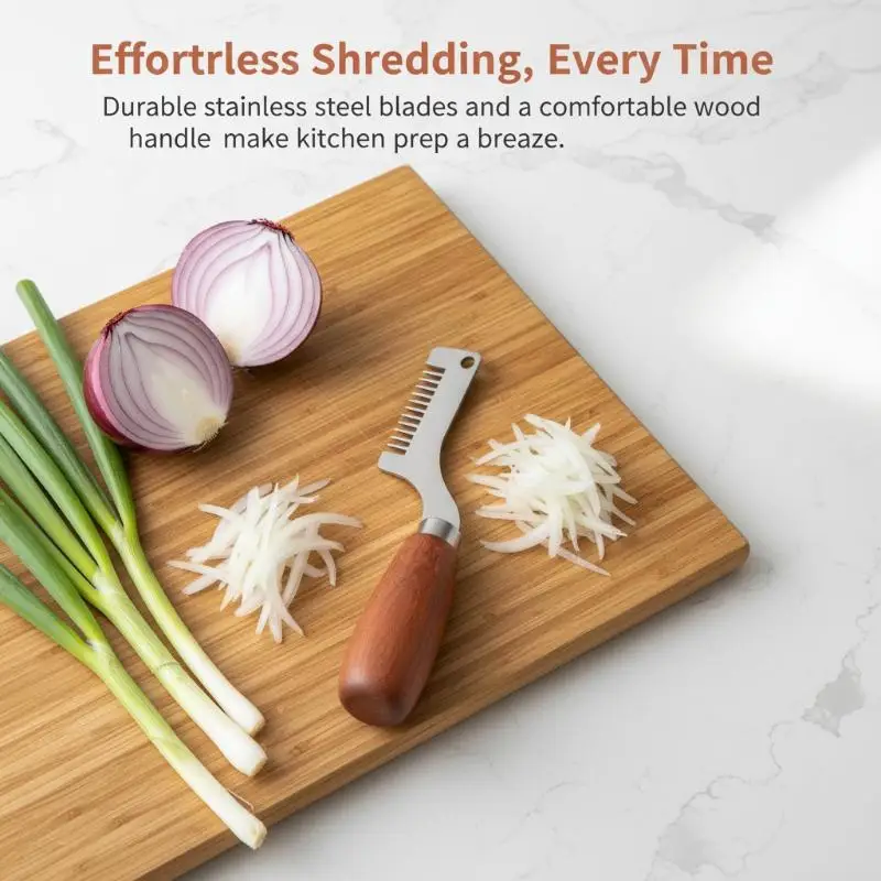 @*Manual Stainless Steel Onion Slicer Vegetable Fruit Cutter Quick Shred Tool for Kitchen and Cooking Chef Use