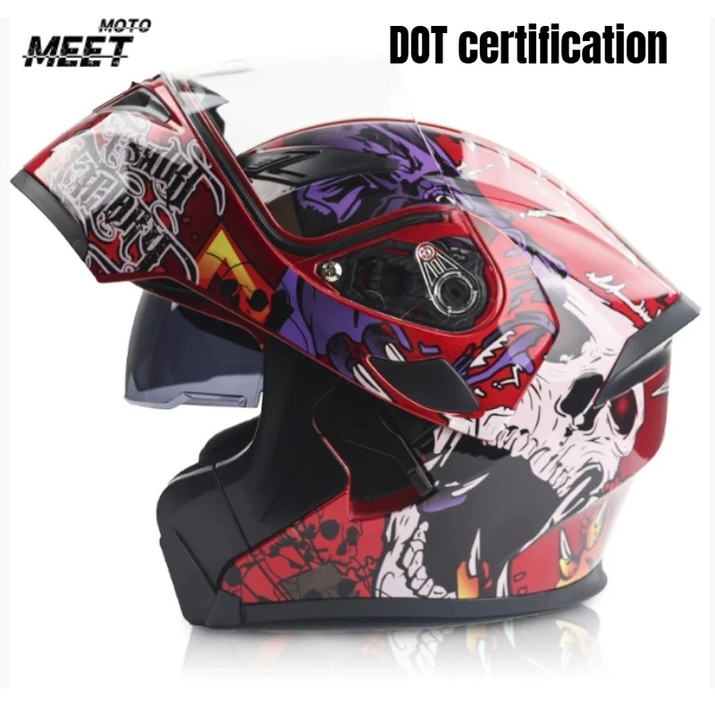 

Персонализированные откидные шлемы с двумя линзами для мотокросса, модульный Cascos Para Moto, мужской и женский модный анфас, мотоциклетный шлем