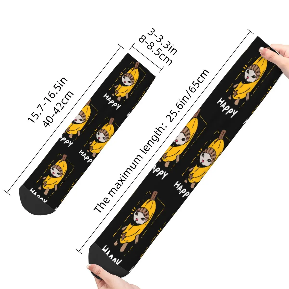 Retro Unisex Happy Banana Cat Funny Meme Crew Socks Merch Sports Socks Soft Wonderful Gifts