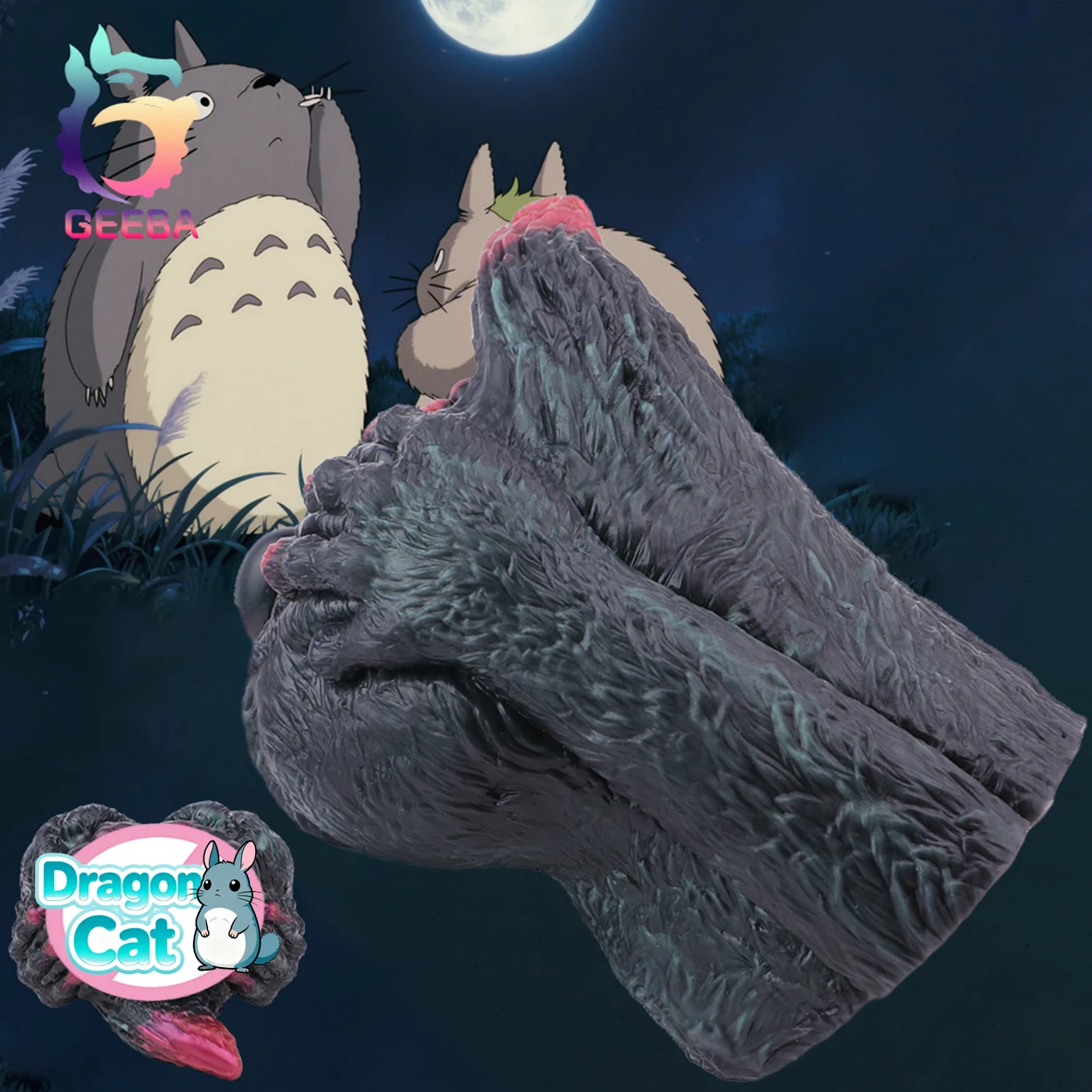 Geeba novo modelo inspirado no dragão gato masturbador masculino de canal duplo feito de silicone seguro vagina realista onahole brinquedos sexuais 18 +