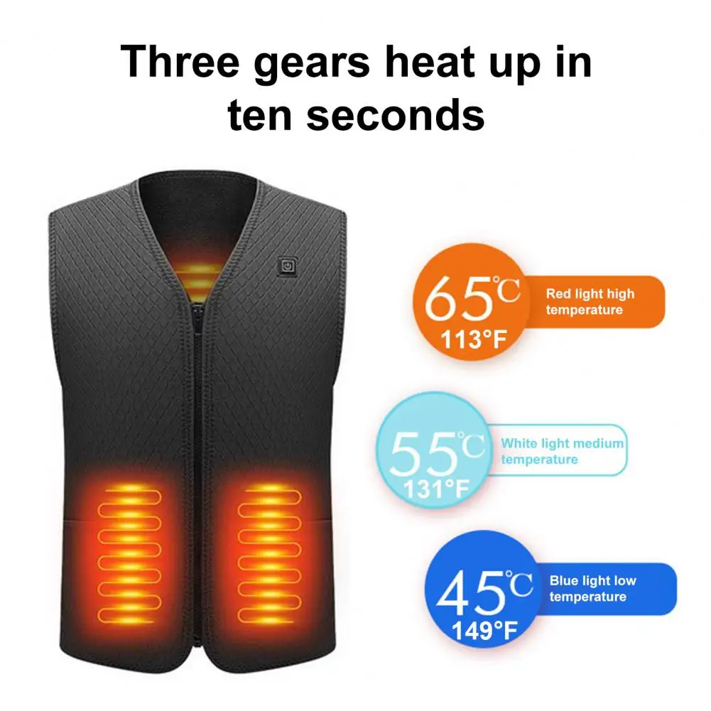 Men Vest Vest Unisex Usb Heating Vest with Three Gear Adjustment V Neck Energy-saving Zipper Closure for Winter Padded Thick