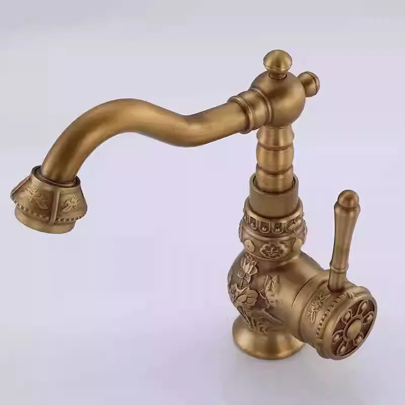 Chinese retro all-copper washbasin faucet toilet hot and cold washbasin washbasin antique bathroom cabinet faucet