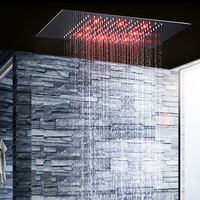 OLEFY Bathroom Faucet 360*500MM Chrome Rainfall Shower Ceiling Mounted RGB LED Rain Shower Head