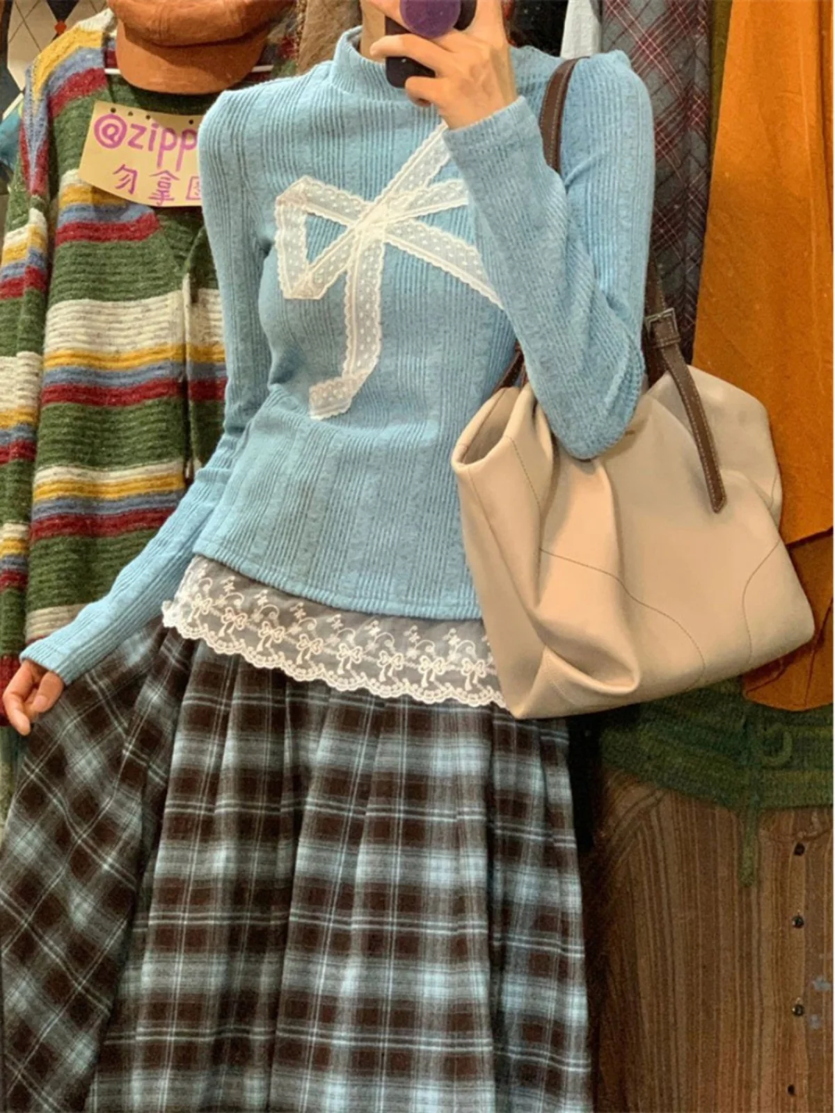 

Блузка с длинным рукавом в балетном стиле с кружевными вставками и узлом, женская, весна-осень, приталенная, для ношения под одеждой, в корейском стиле, для повседневной носки