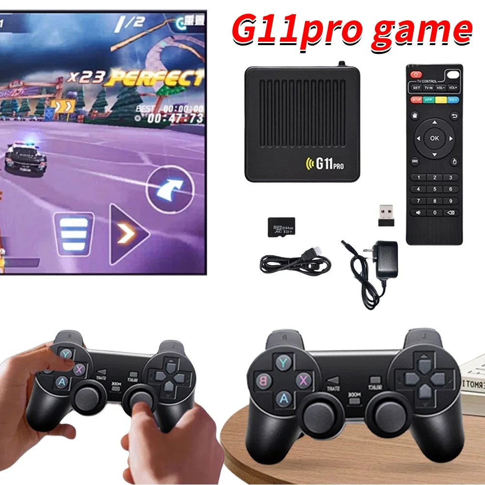 

G11 Pro Retro Game Box Built in 10000+ Retro Games Plug and Play 4K HDMI-Compatible Output with 2.4G Wireless Dual Controllers