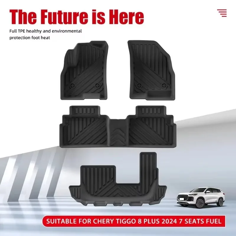 New Arrivals Premium waterproof non-slip TPE Car Floor Mats for Chery Tiggo 8 Plus 2024 7 Seats Fuel，Black Luxury Interior