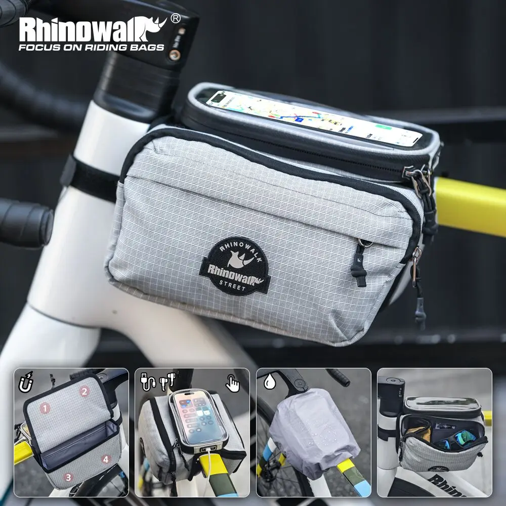 

Rhinowalk Bike Top Tube Bag Rainproof Cycling Frame Bag 7 Inch Touchscreen Phone Case Holder Sorage Bag For Mtb Saddle Pack