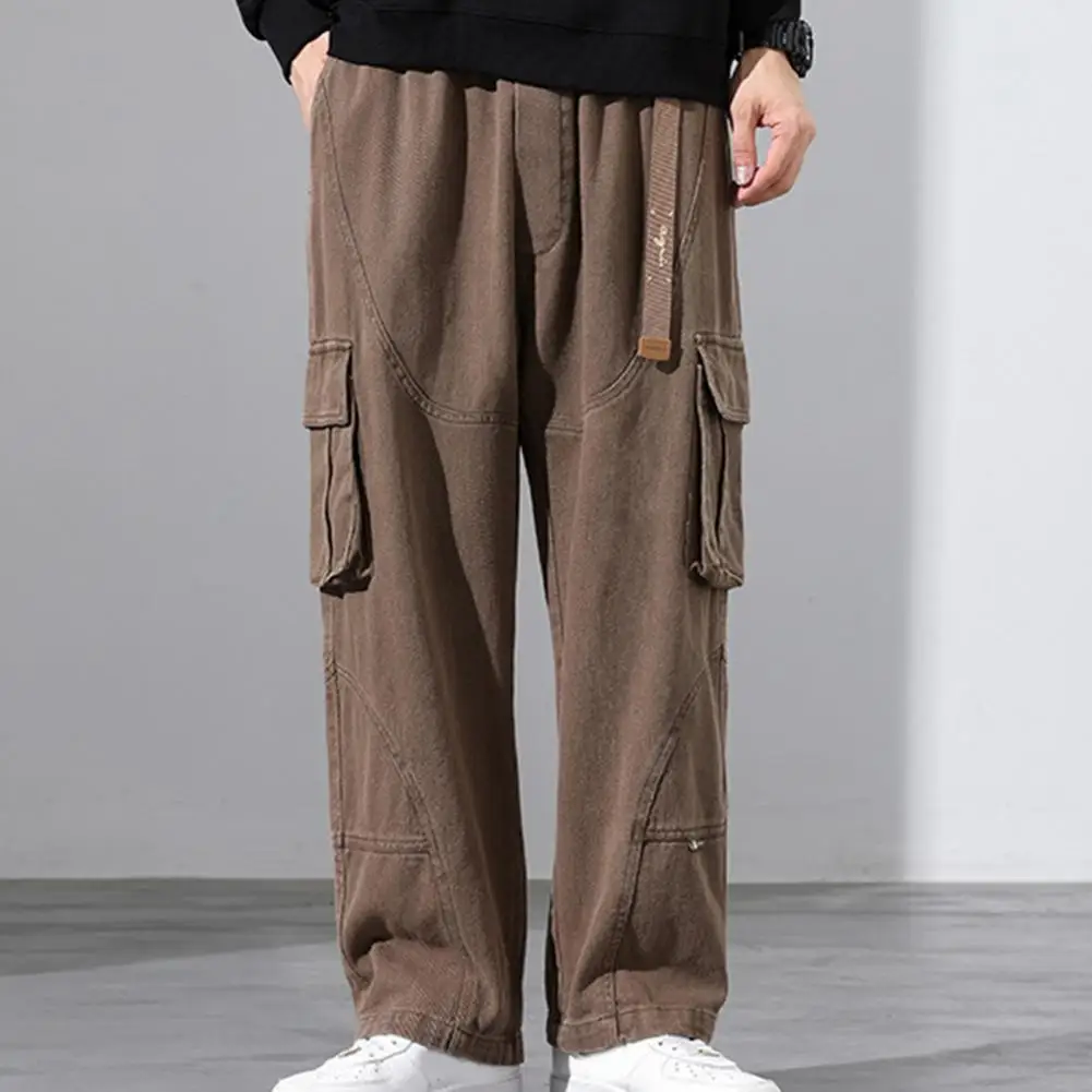 

Wide Leg Men Trousers Streetwear Men's Trousers Wide-leg Multi-pocketed Breathable Pants for A Stylish Comfortable Look for Men