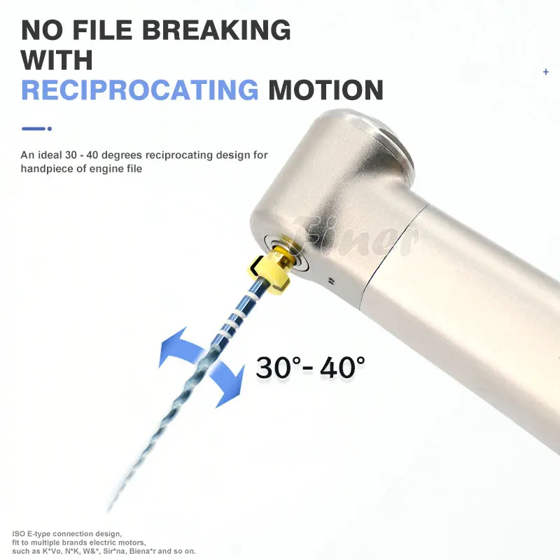 Dental Reciprocating Endo Handpiece Fiber Optic 10:1 Reduction Endodontic Contra Angle for Engine File Root Canal Treatment