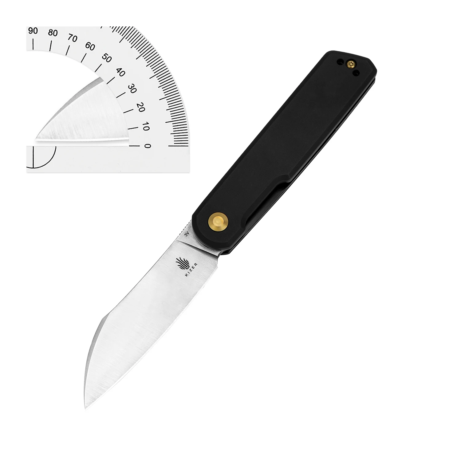 Kizer Tactical Knife Klipper V3580C1 2023 New Black Aluminium Handle with 3V Steel Blade Pocket Knife Hunting Tools