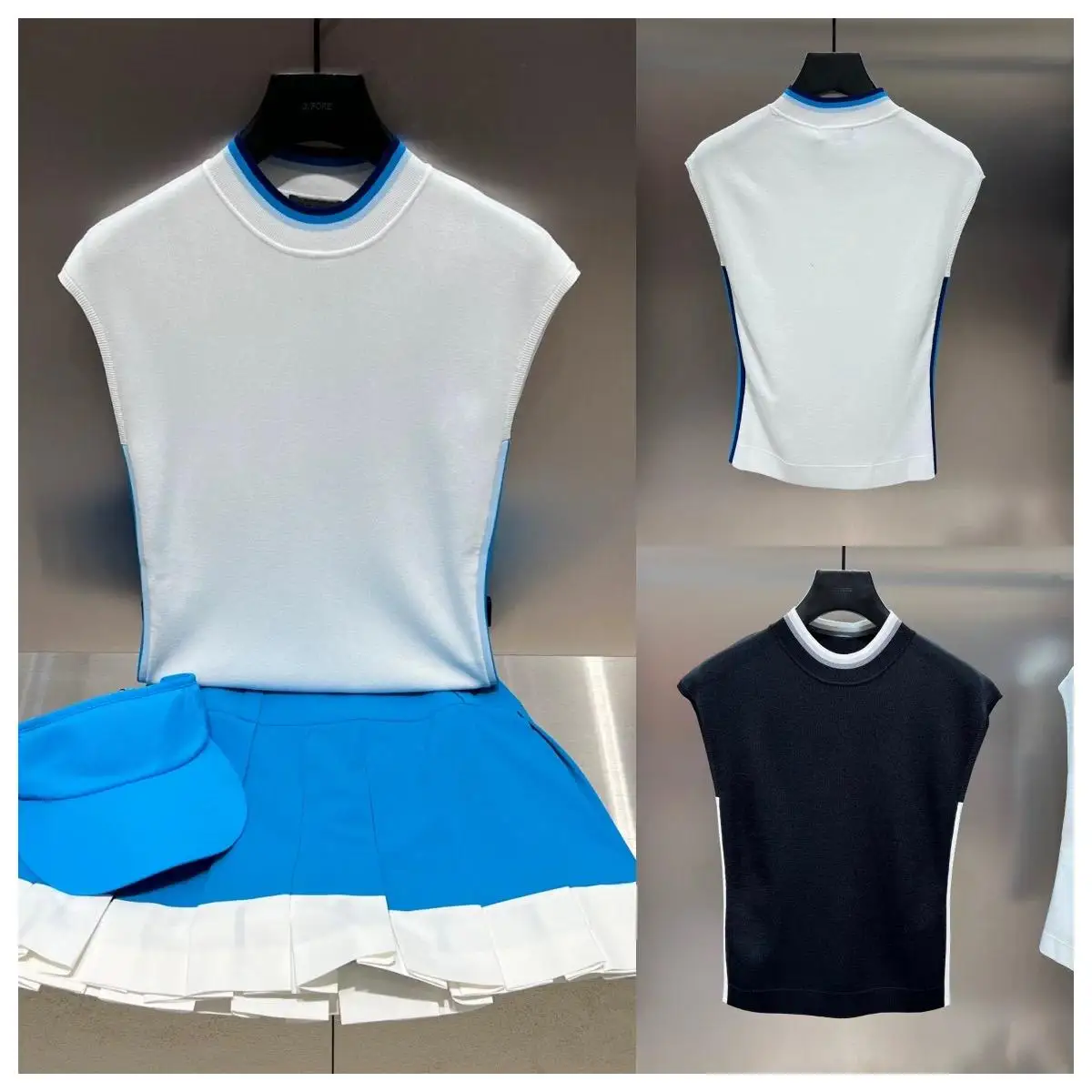 Women Ice Silk Sleeveless Golf Tops Round Neck Thin Slim Fit Knit Shirts Breathable Sports Baseball Golf Wear