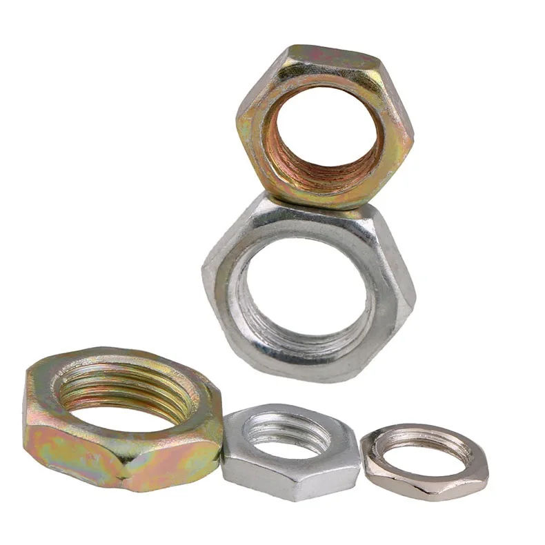 M7 M8 M9 M10 M12 M14 M16 White Zinc / Color Zinc / Nickel Plated Carbon Steel Fine Thread Hex Hexagon Thin Nuts