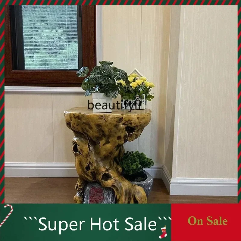 P062  Flower shelf indoor living room balcony home floor-to-ceiling shelf bonsai coffee table home imitation wood pot shelf