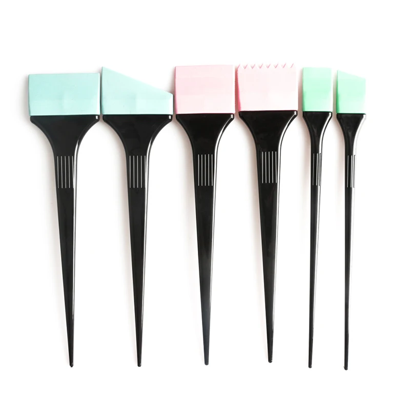 6 in 1 Professional Salon Hair Coloring Comb Brush Plastic Handle Silicone Dyeing Hairdressing Tools Accessories Set Kit