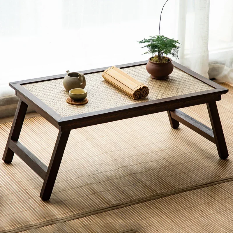 Japanese Type Household Folding Low Table Bay Window Small Table Tatami Rice Retro Ground  Solid Wood Tea Table