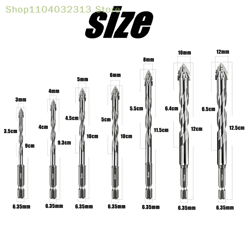 7pcTungsten الصلب مسننة مجموعة لقمة ثقب سيراميك بلاط بلاستيك سيراميك زجاج ملموسة مكونات الآلات الموسيقية الإلكترونية #6