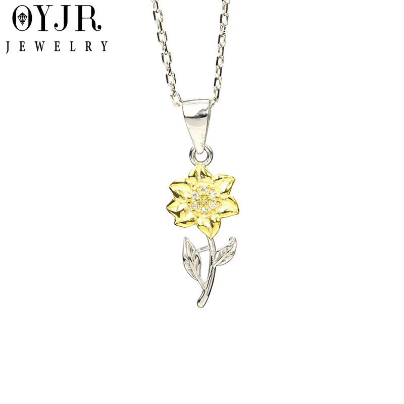 

OYJR Silver Plated Sunflower with Love Necklace Women