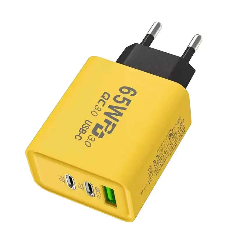 PD USB C Charger 65W 3 Ports Fast Charger Quick Charge 3.0 Type C Charger Adapter For iPhone For Samsung Wall Charger