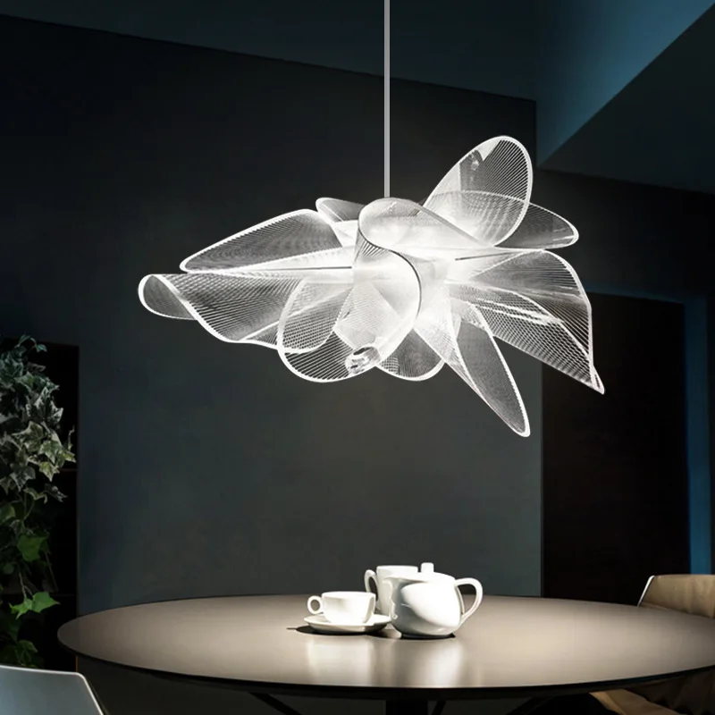 Nordic Flower Pendant Lamp Postmodern Simple Designer Living Room Bedroom Hotels Homestays Creative LED Restaurant Chandelier