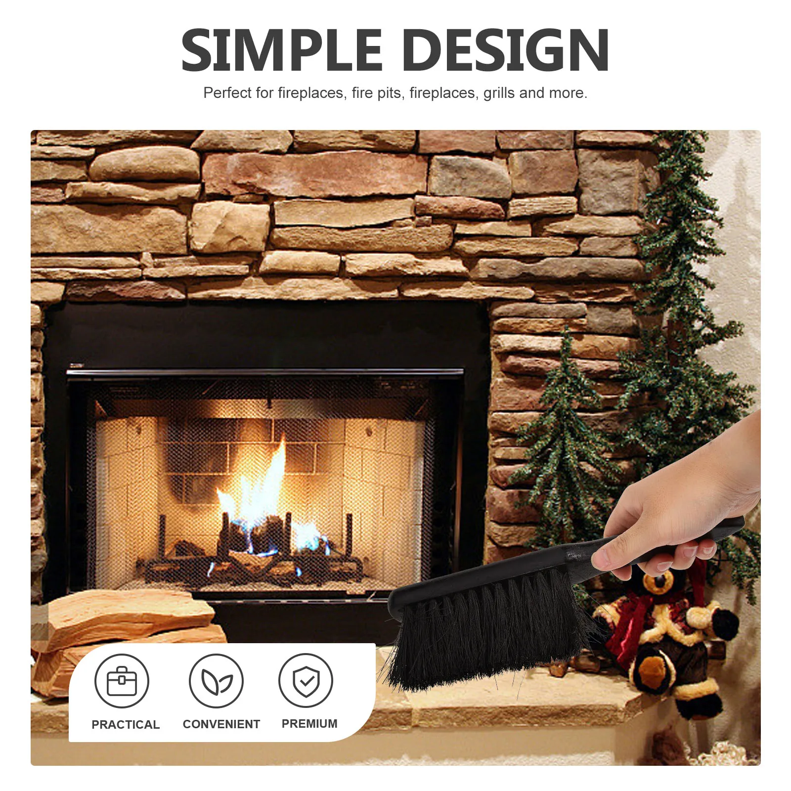 

2Pcs Fireplace Cleaning Brush Wood Plastic Handle Compact Size Ash Coal Dust Scrubber Fireplace Fire Pit Grill Tools Set