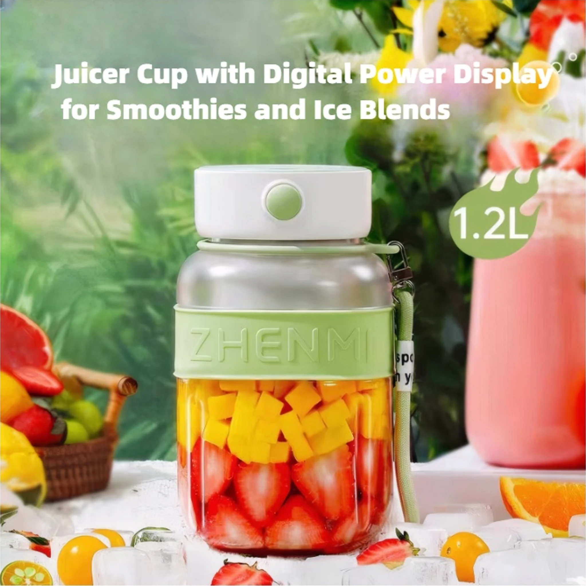 

Электрическая чашка для соковыжималки для фруктов с цифровым дисплеем, 10 лезвий из нержавеющей стали — портативный высокоскоростной блендер для свежего сока, смузи