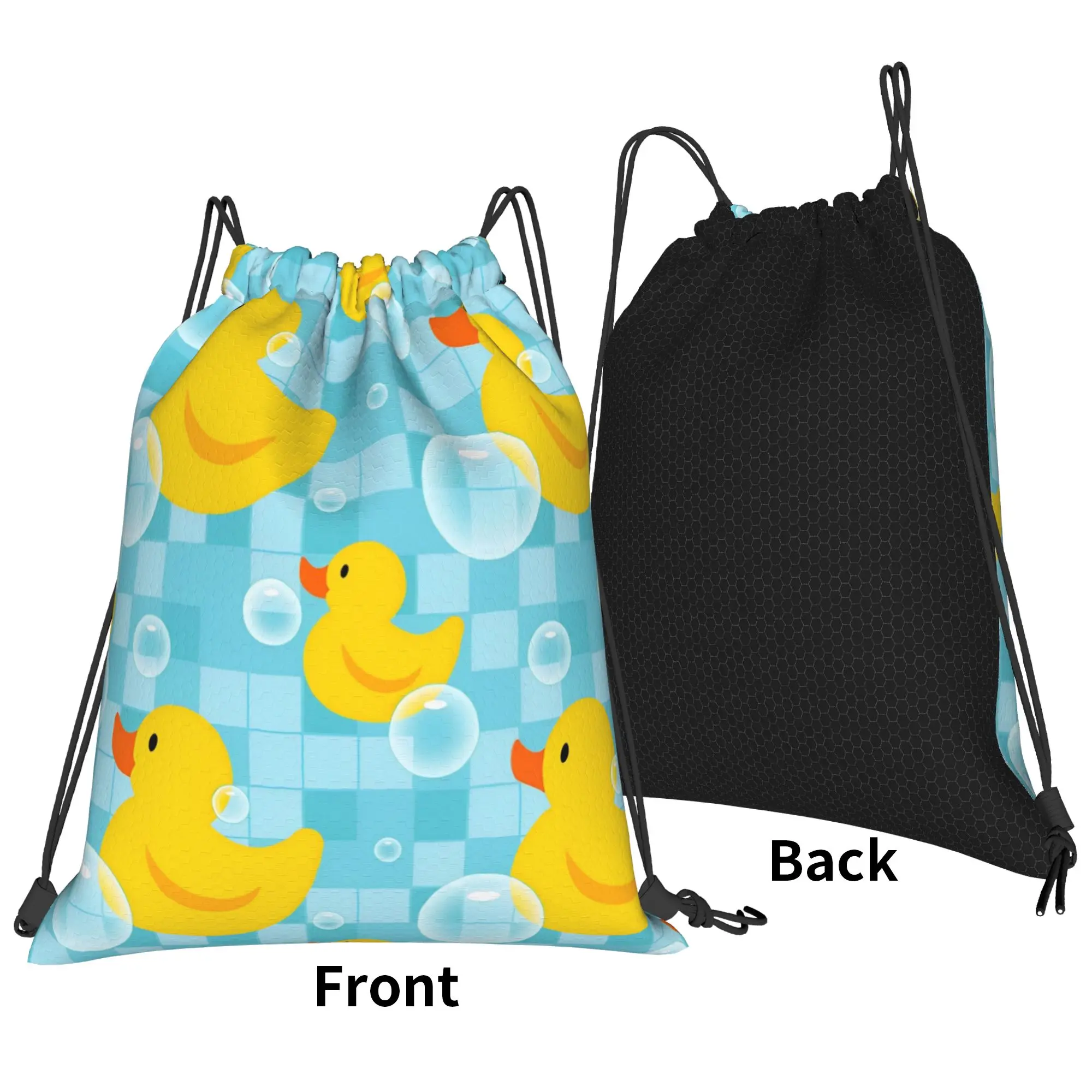 Cute Duck Cartoon Drawstring Backpack Gym Sports Sackpack Water Resistant  String Bag for Yoga 36cm (W) x 43cm (H)