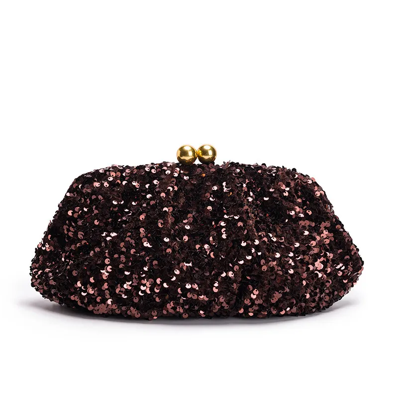 Women's Handbag Cross-Border Style Shoulder Strap Small Luxury Party Bag Retro Clip-On Sequin Diamond-Encrusted Evening Bag