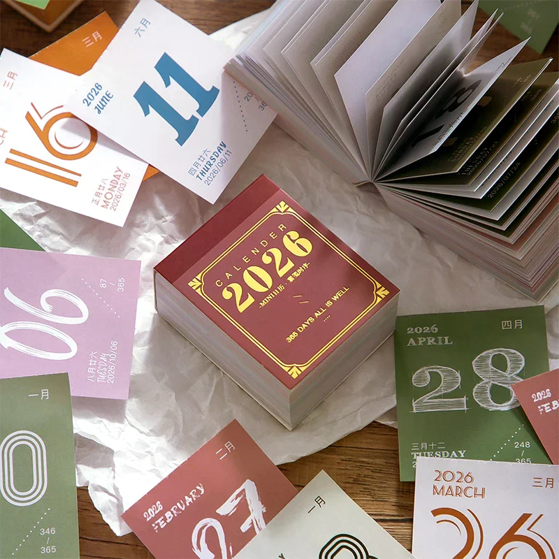 

Мини-календарь на 2026 год, ежедневный планировщик на 365 дней, отрывной календарь для офиса, школы, дома, настольный органайзер, блокнот, подарок для студентов