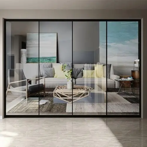Extremely Narrow Titanium Aluminum Alloy Sliding Glass Door, Simple Balcony Partition Sliding Door For Home Use, Modern Kitchen