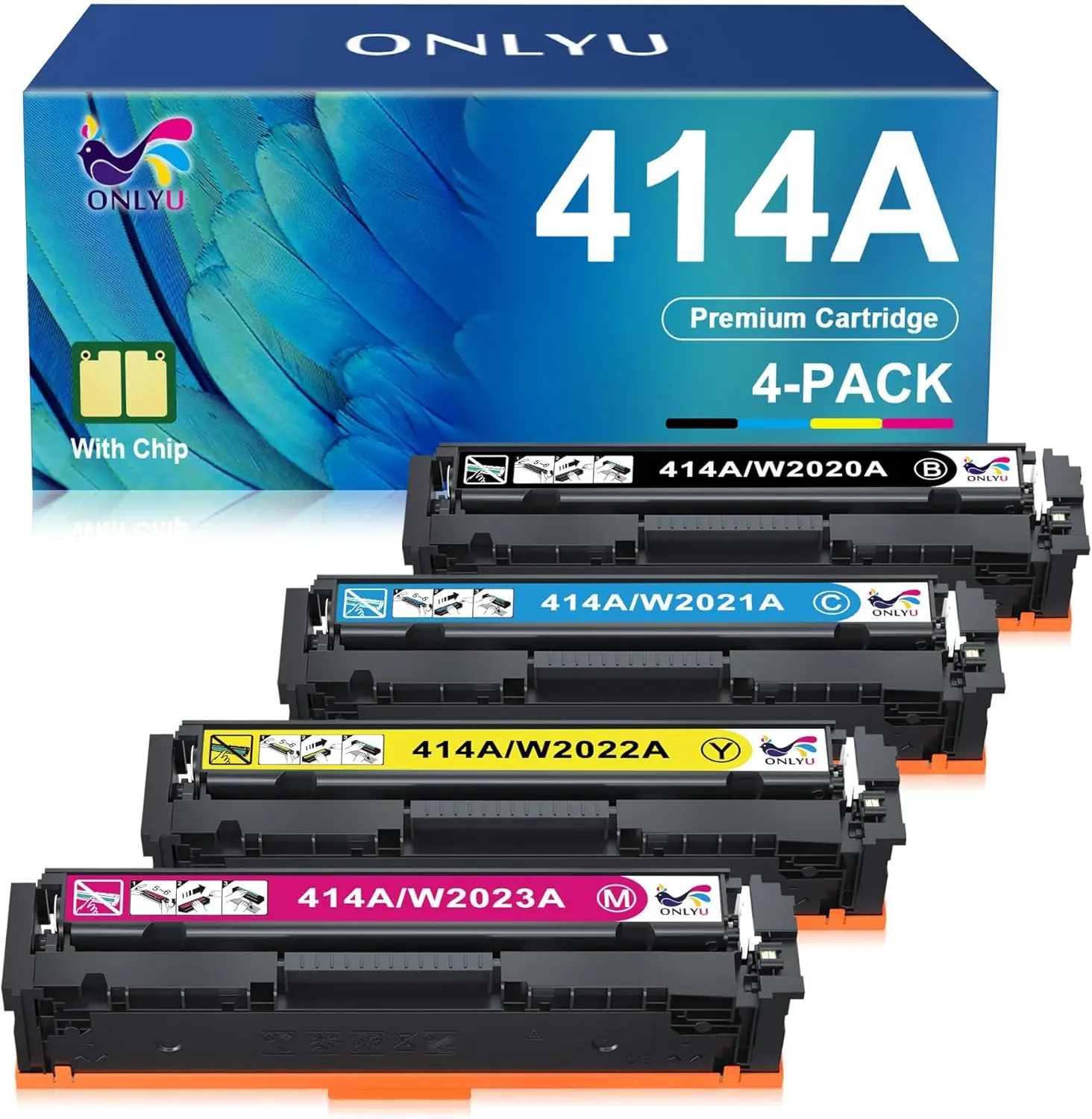 

Совместимый набор тонер-картриджей для принтеров HP 414A/414X, высокопроизводительный комплект из 4 штук с чипом в комплекте