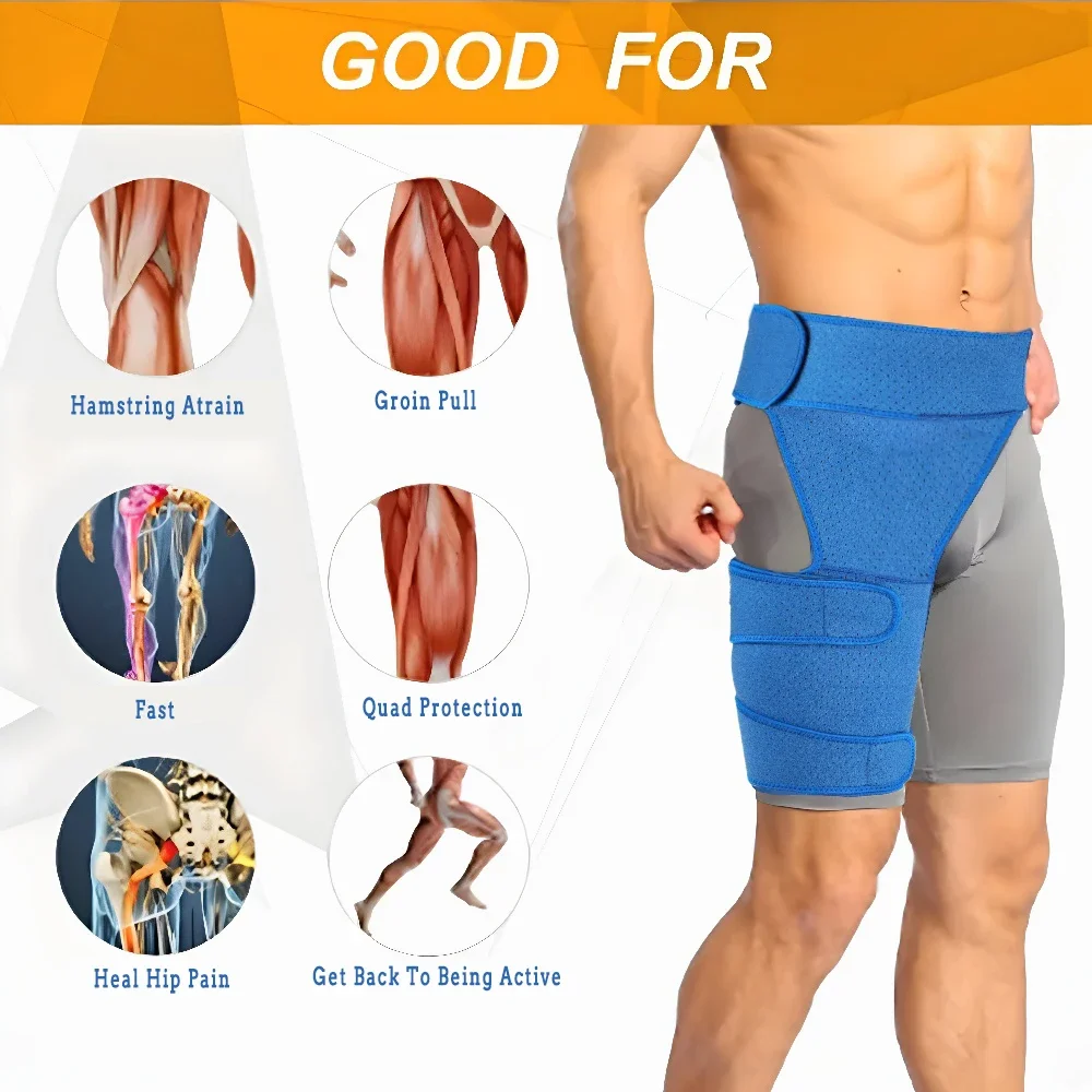 Hip Support Brace & Groin Bandage – Targeted Relief for Thigh, Hamstring, Pulled Muscle, Arthritis, Bursitis & Sciatica